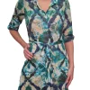 Azure Crushed Front-Tie Belt Dress