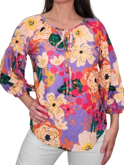Bold Pleated Sleeve Peasant Blouse