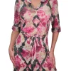 Cerise Crushed Front-Tie Belt Dress