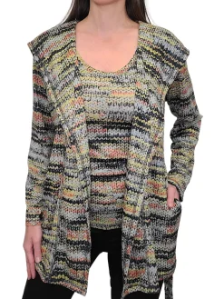 Clay Hooded Wrapped Hacci Cardigan Set