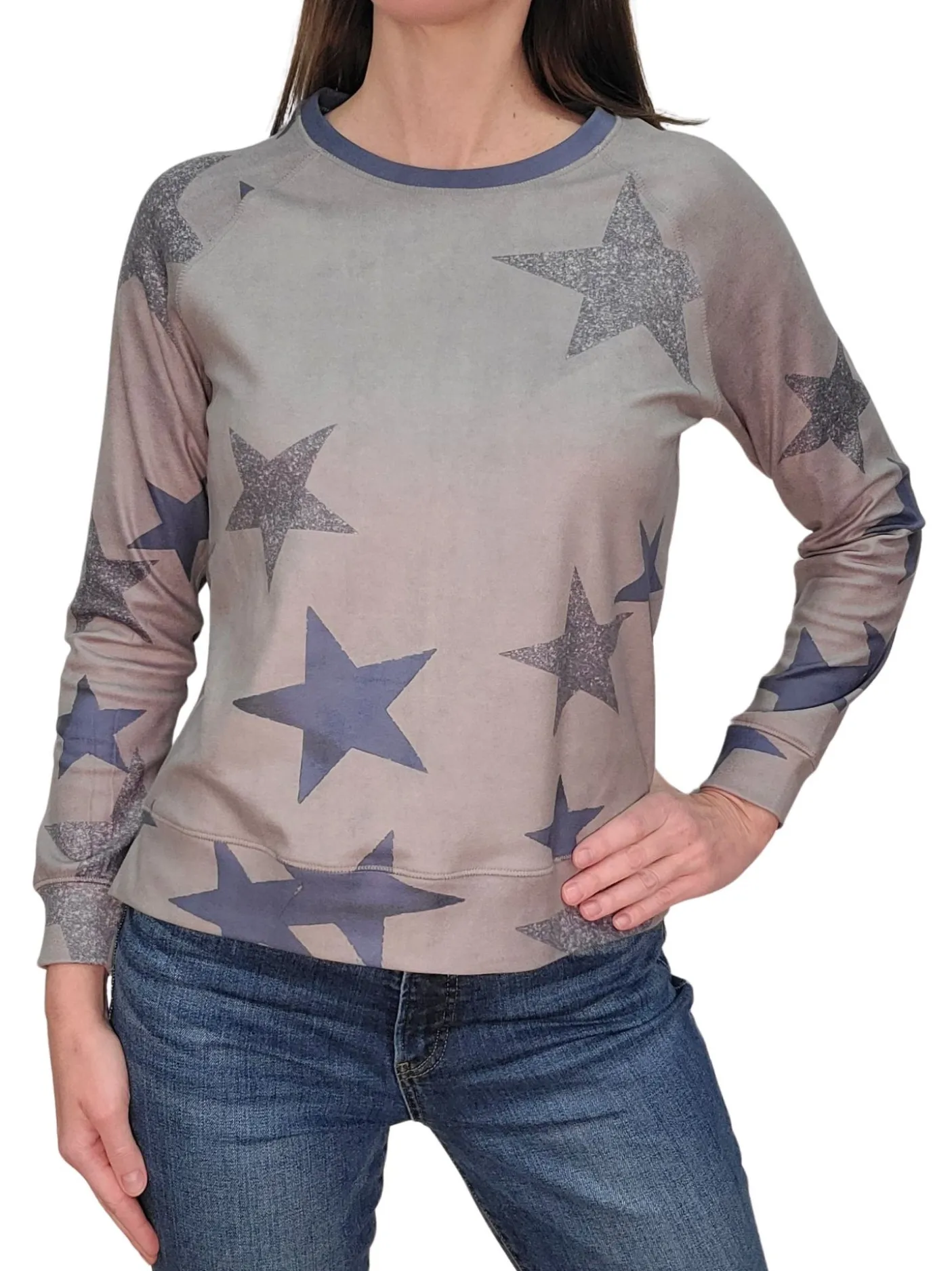 Crew Neck Star Fleece Sweatshirt