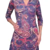 Crushed 3/4 Sleeve Amethyst Polo Dress