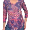Crushed 3/4 Sleeve Amethyst V-Neck