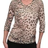 Crushed 3/4 Sleeve Animal V-Neck