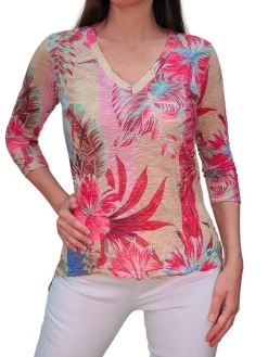 Crushed 3/4 Sleeve 'Bold' V-Neck