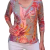 Crushed 3/4 Sleeve 'Bright' V-Neck