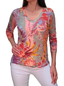 Crushed 3/4 Sleeve 'Bright' V-Neck