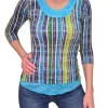 Crushed 3/4 Sleeve Cobalt Crew Neck