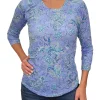 Crushed 3/4 Sleeve Crew Neck 'Pool'