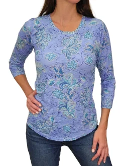 Crushed 3/4 Sleeve Crew Neck 'Pool'