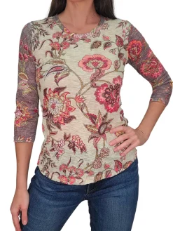 Crushed 3/4 Sleeve Crew Neck 'Sugar'