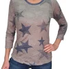 Crushed 3/4 Sleeve Crew Neck 'Star'