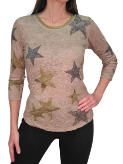 Crushed 3/4 Sleeve Crew Neck 'Dust'