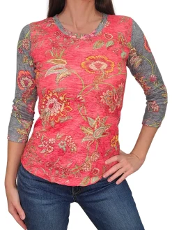 Crushed 3/4 Sleeve Crew Neck 'Spice'
