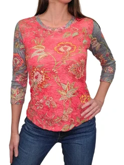 Crushed 3/4 Sleeve Crew Neck 'Spice'