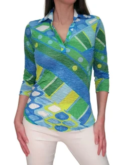 Crushed 3/4 Sleeve 'Deco' Polo