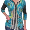 Crushed 3/4 Sleeve Flower Shirt
