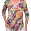 Crushed 3/4 Sleeve Garden V-Neck
