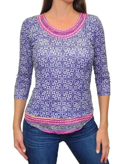 Crushed 3/4 Sleeve Ink Crew Neck
