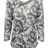 Crushed 3/4 Sleeve Jet Crew Neck