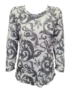 Crushed 3/4 Sleeve Jet Crew Neck