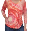 Crushed 3/4 Sleeve Lava V-Neck