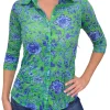Crushed 3/4 Sleeve Leaf Shirt
