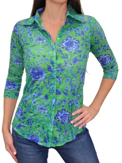 Crushed 3/4 Sleeve Leaf Shirt