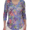 Crushed 3/4 Sleeve Lilac V-Neck