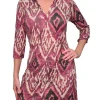 Crushed 3/4 Sleeve Magenta Polo Dress
