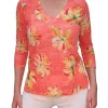 Crushed 3/4 Sleeve 'Mango' V-Neck