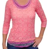 Crushed 3/4 Sleeve Melon Crew Neck