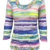 Crushed 3/4 Sleeve Mesa Crew Neck
