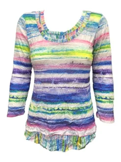 Crushed 3/4 Sleeve Mesa Crew Neck