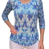 Crushed 3/4 Sleeve Mesa Crew Neck