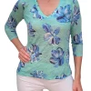 Crushed 3/4 Sleeve 'Mint' V-Neck