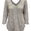 Crushed 3/4 Sleeve Onyx V-Neck