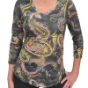 Crushed 3/4 Sleeve Onyx V-Neck