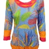 Crushed 3/4 Sleeve Palm Crew Neck