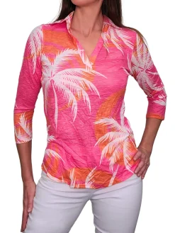Crushed 3/4 Sleeve Palm Polo
