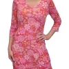 Crushed 3/4 Sleeve Pansy Dress w/ Rhinestones