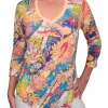 Crushed 3/4 Sleeve Party V-Neck