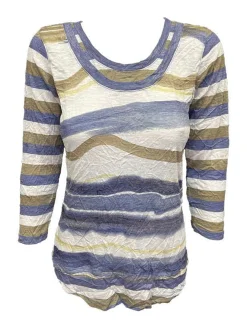 Crushed 3/4 Sleeve Peri Crew Neck