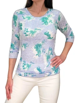 Crushed 3/4 Sleeve Peri Crew Neck
