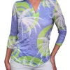 Crushed 3/4 Sleeve Peri Polo