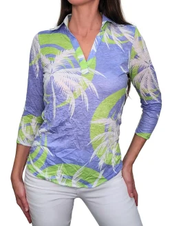 Crushed 3/4 Sleeve Peri Polo