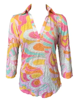 Crushed 3/4 Sleeve Pucci Polo