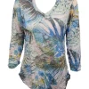 Crushed 3/4 Sleeve Sunrise V-Neck