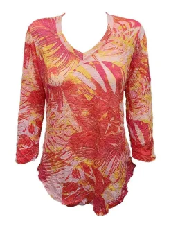 Crushed 3/4 Sleeve Sunset V-Neck