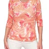 Crushed 3/4 Sleeve Tang Crew Neck